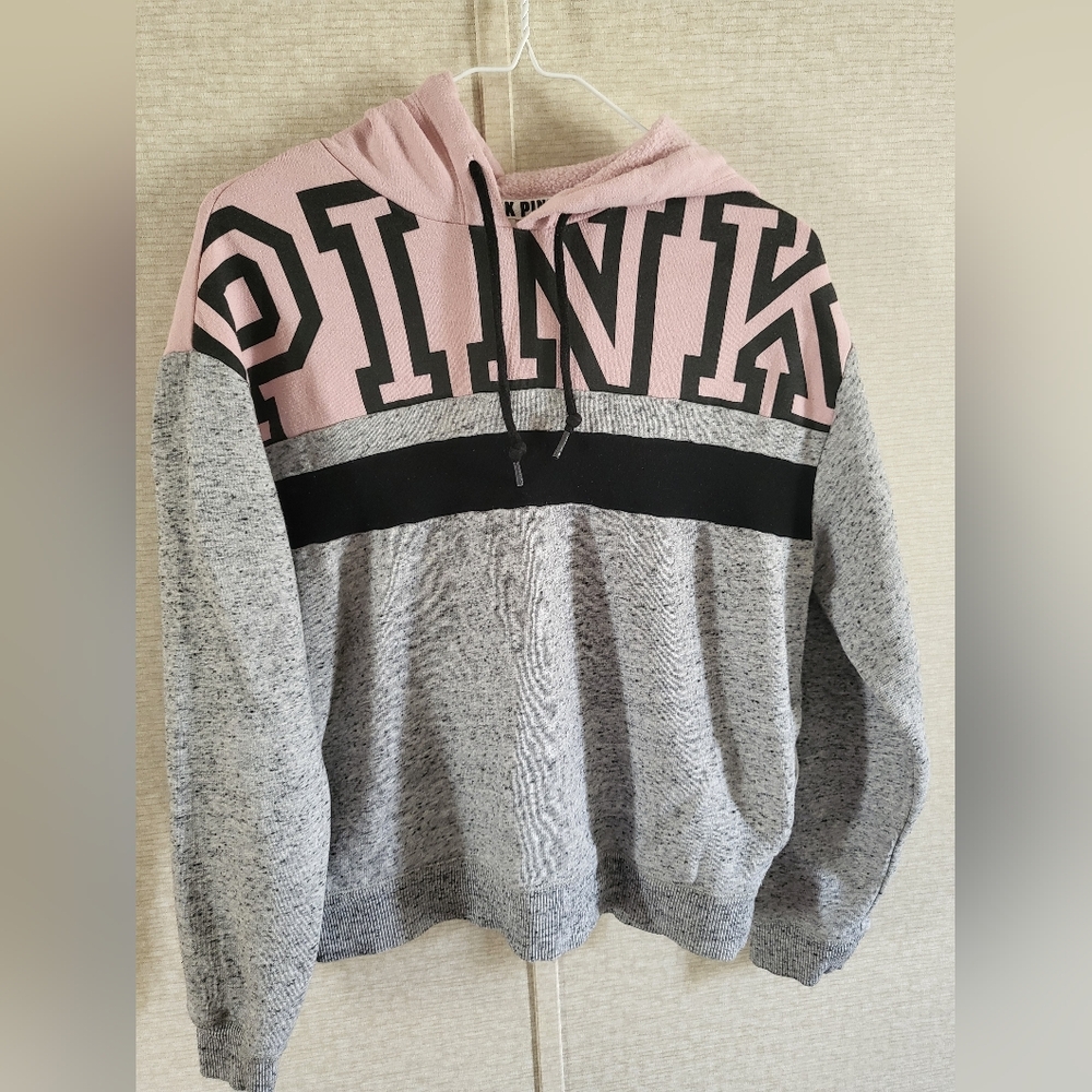 PINK Hoodie Pink And Gray.